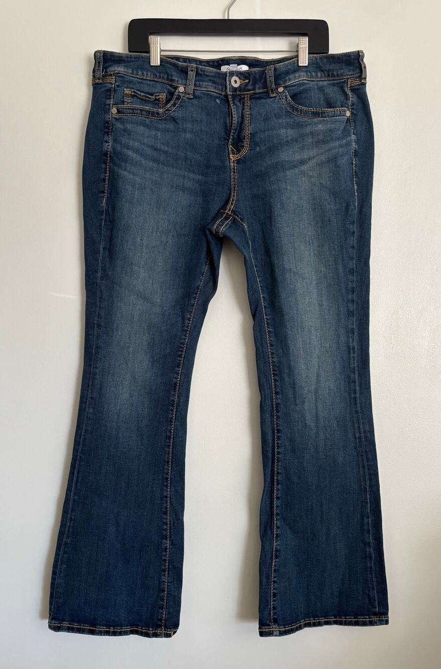 Dark Wash Love Sick Low Rise Flare Denim Jeans 14R